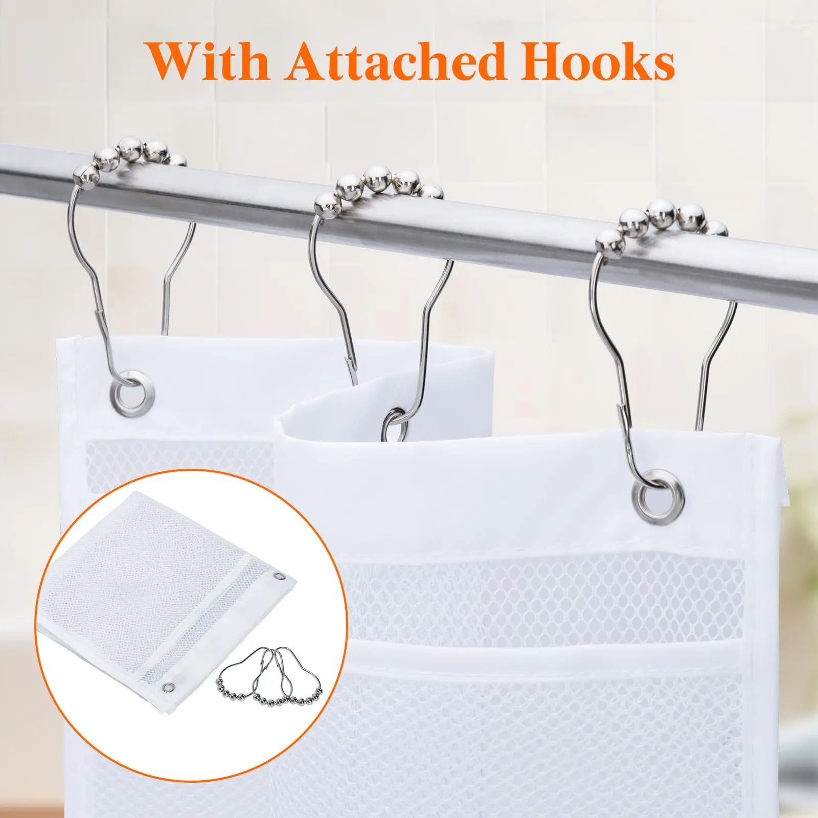 Hanging Mesh Shower Organizer Bag for Bathroom Storage