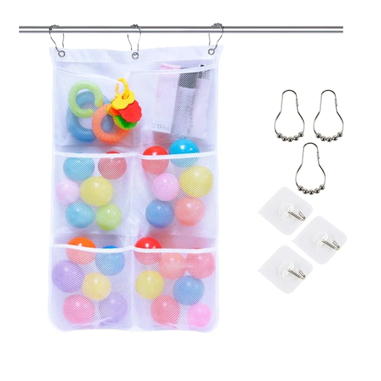 Hanging Mesh Shower Organizer Bag for Bathroom Storage