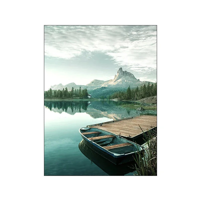 Nature Landscape Silk Painting Nordic Modern Wall Art for Living Room