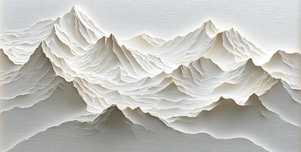 Modern Minimalist Mountain Art Posters Prints 3D White Texture Mountain Landscape Canvas Painting