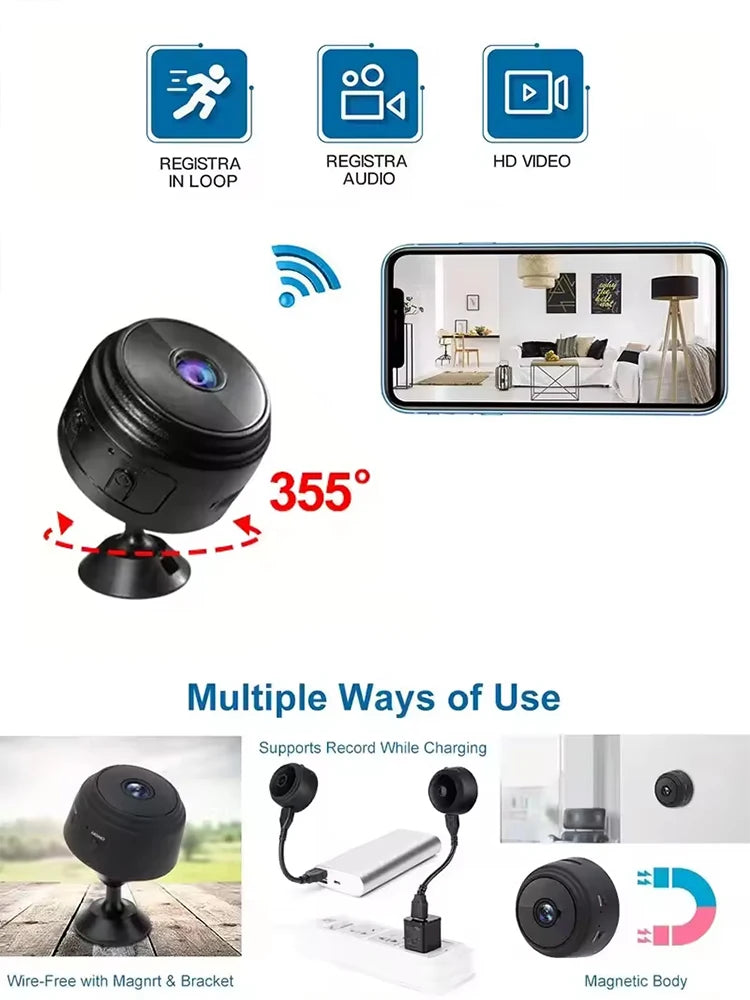 A9 Mini WiFi Security Camera – Wireless HD Video Surveillance IP Camera with Night Vision & Motion Detection for Home Monitoring