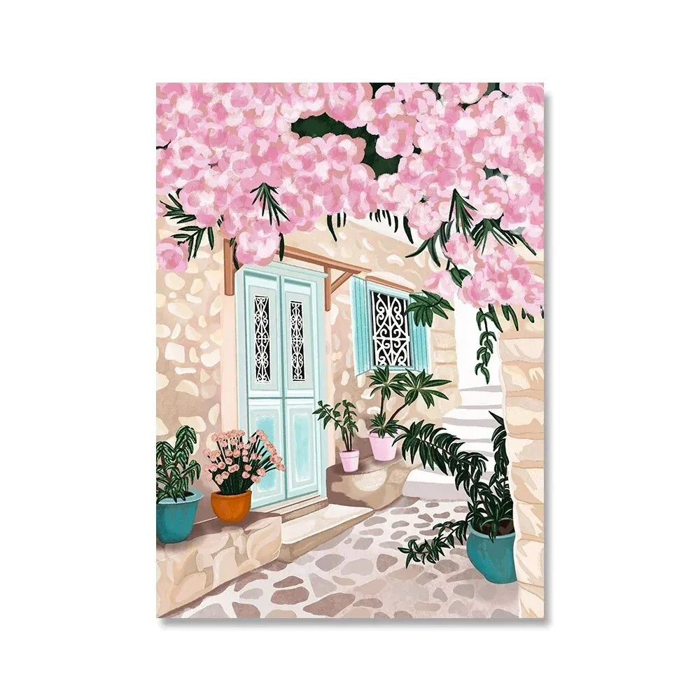 Flower and Plant Ocean Beach Canvas Wall Art for Home Decor