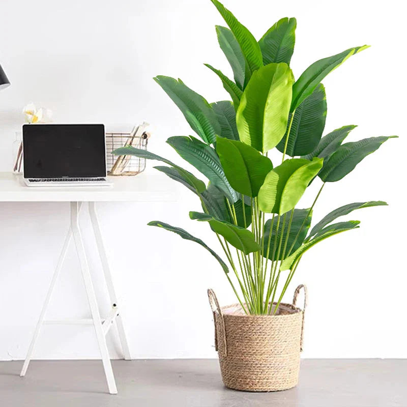 Artificial Tropical - Palm Tree – Real Touch Banana & Monstera Leaves Home Decor