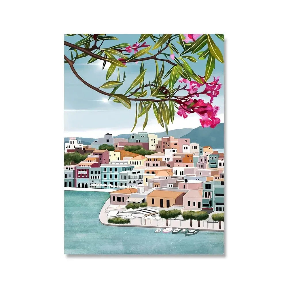 Flower and Plant Ocean Beach Canvas Wall Art for Home Decor
