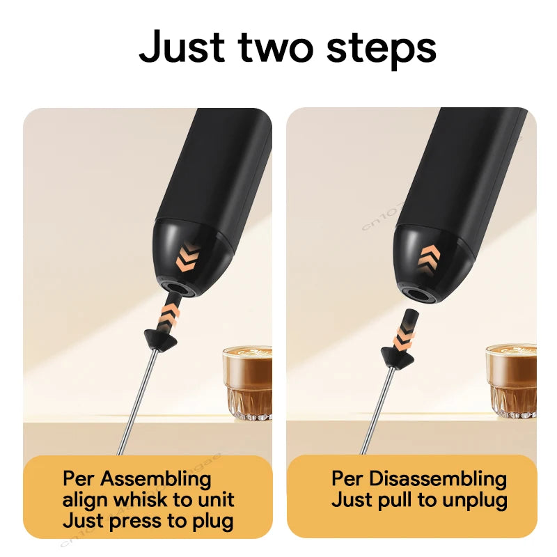 Electric Milk Frother & Egg Beater – USB Type-C Rechargeable 3-Speed Mini Handheld Foam Maker Coffee Whisk for Latte, Cappuccino & Cooking
