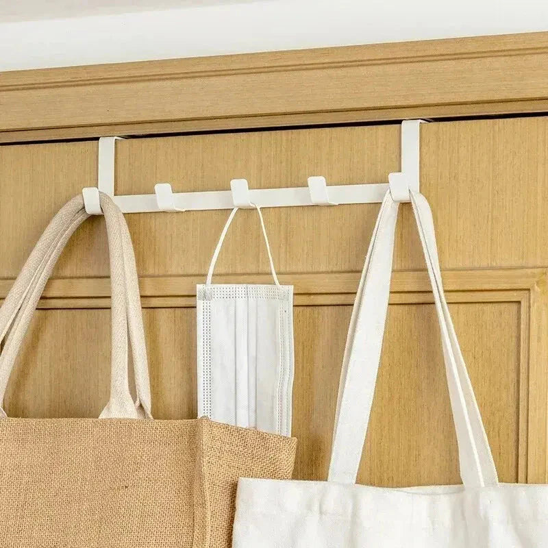 5-Hook Over-Door Organizer Rack Heavy-Duty Iron Hanger
