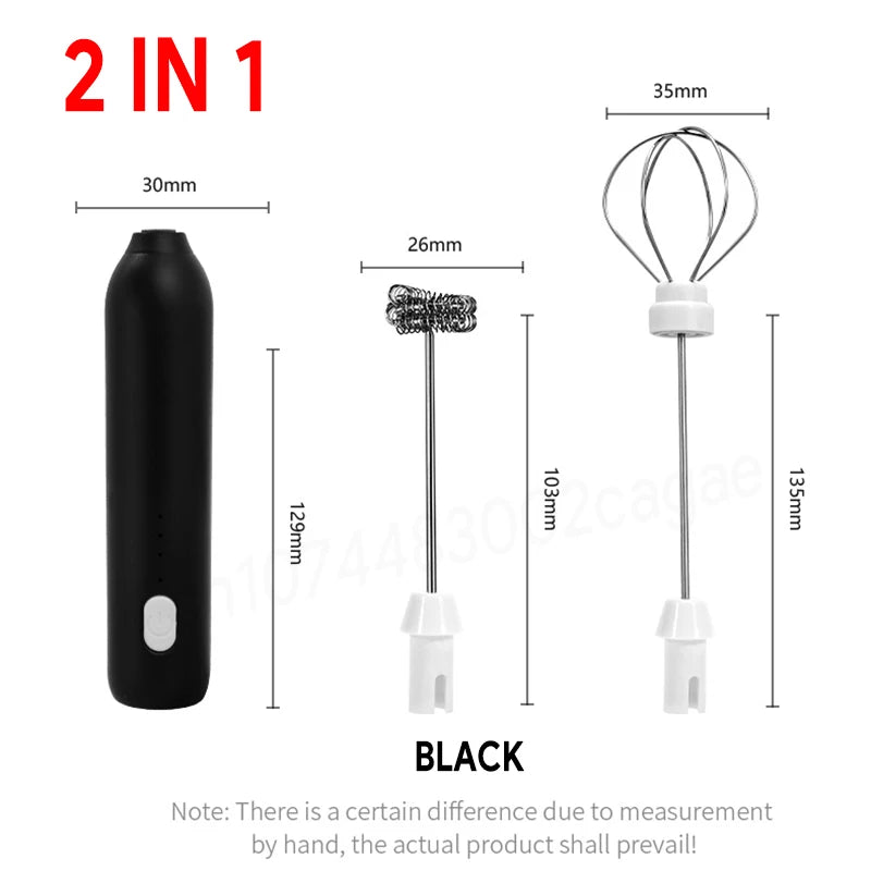Electric Milk Frother & Egg Beater – USB Type-C Rechargeable 3-Speed Mini Handheld Foam Maker Coffee Whisk for Latte, Cappuccino & Cooking