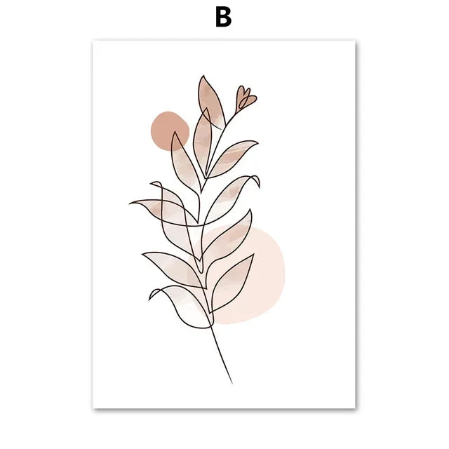 Abstract Line Women Face & Couple Kiss Canvas Wall Art