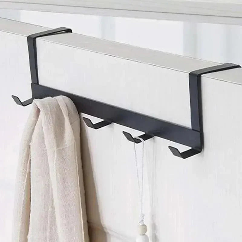 5-Hook Over-Door Organizer Rack Heavy-Duty Iron Hanger