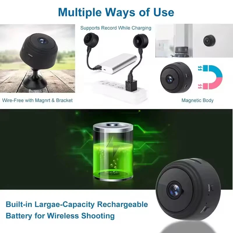 A9 Mini WiFi Security Camera – Wireless HD Video Surveillance IP Camera with Night Vision & Motion Detection for Home Monitoring
