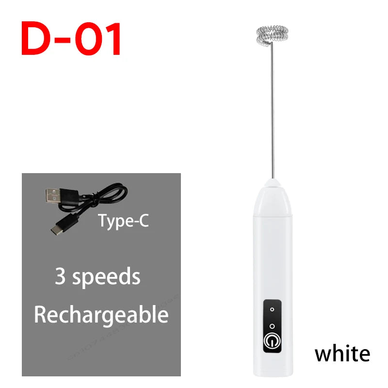 Electric Milk Frother & Egg Beater – USB Type-C Rechargeable 3-Speed Mini Handheld Foam Maker Coffee Whisk for Latte, Cappuccino & Cooking