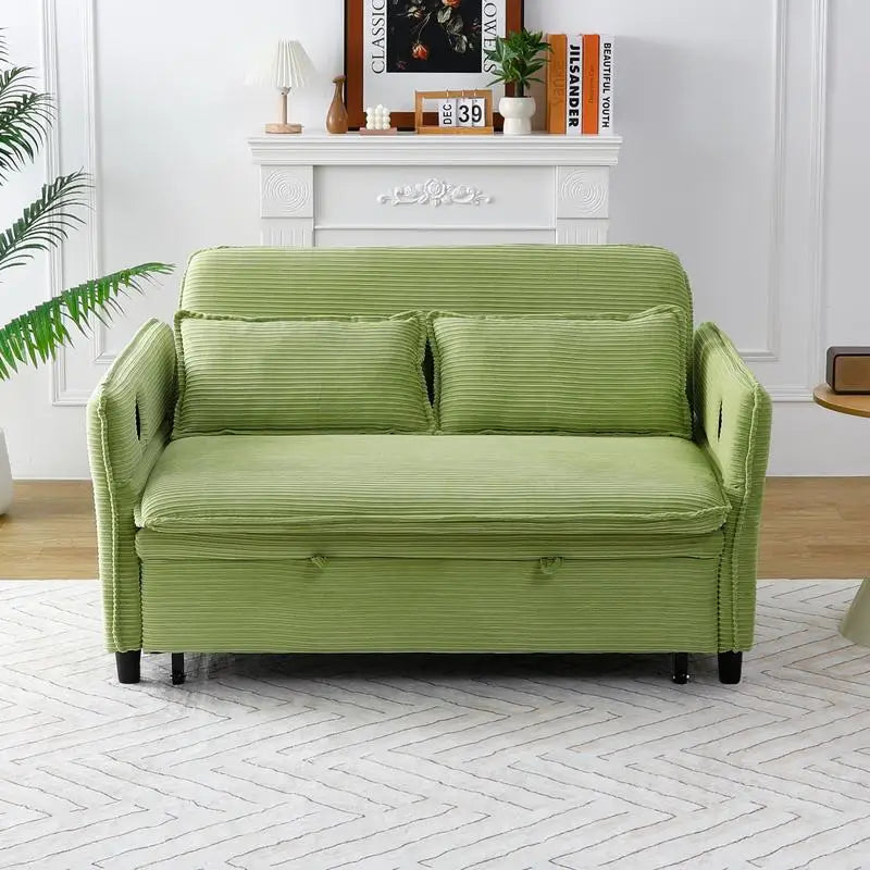 Élan Verde Convertible Sofa Bed 65.74” Luxe Corduroy Recliner