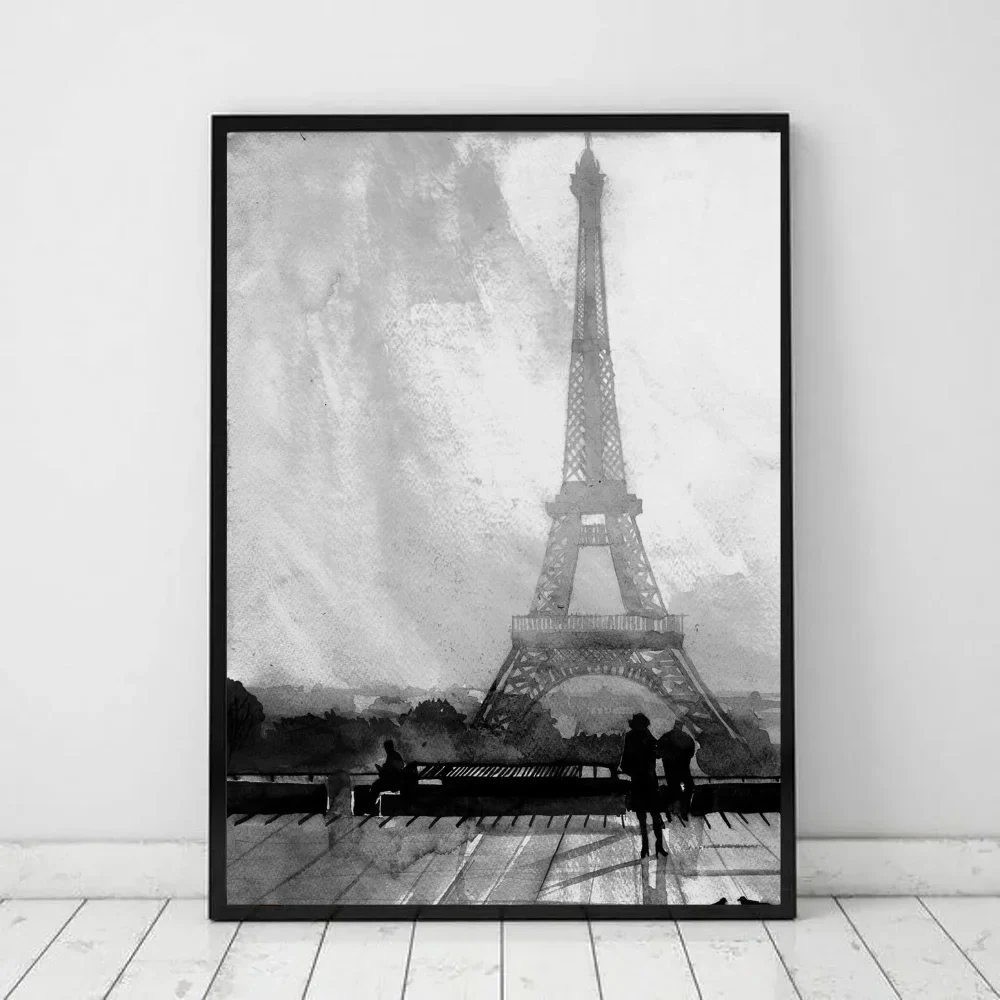 Retro Black & White Paris London Anime Posters for Wall Decor