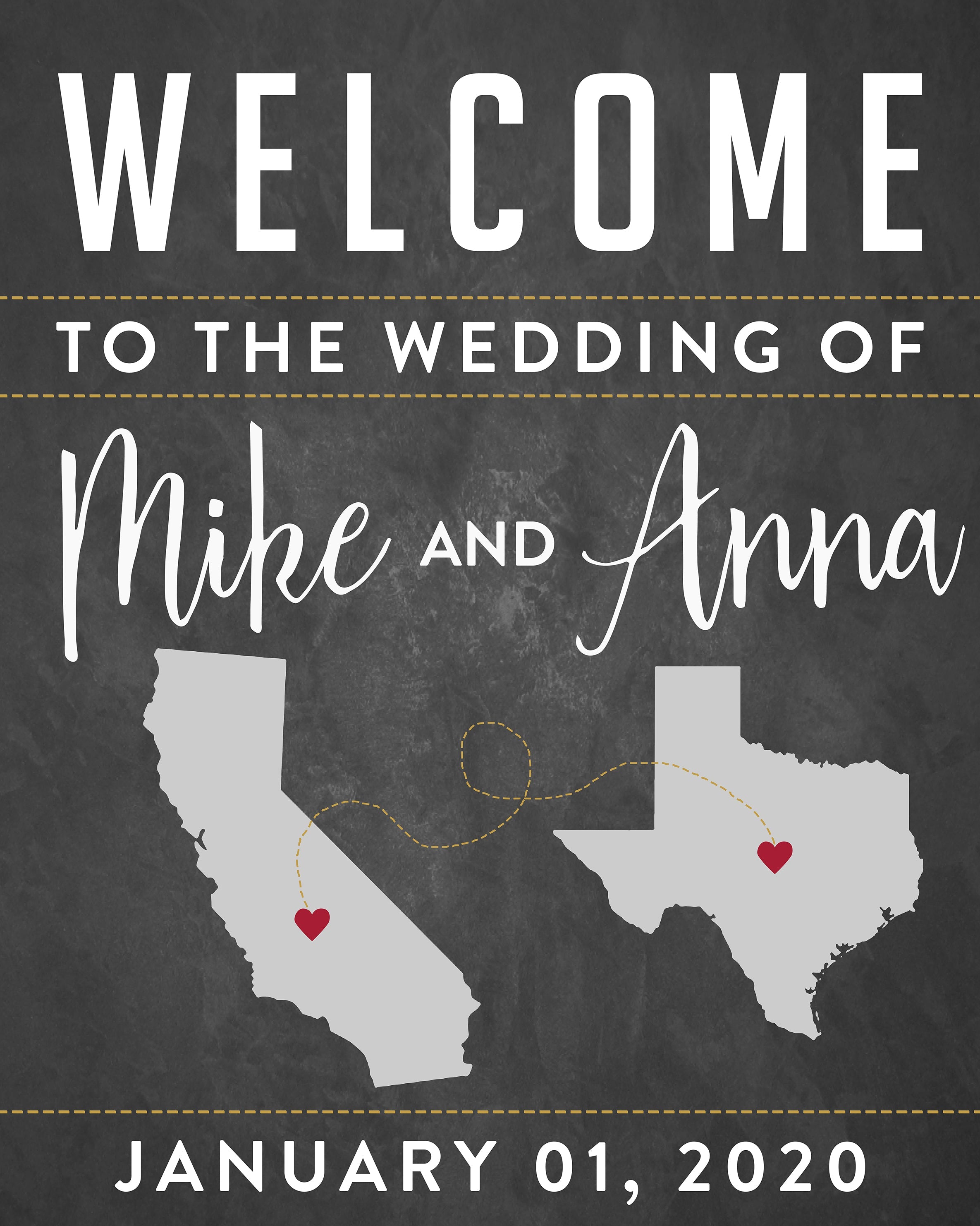 State Wedding Welcome Sign