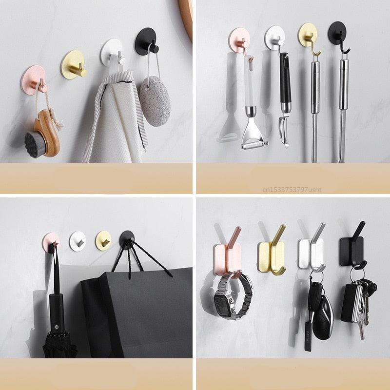 Adhesive Wall Hooks for Keys, Coats, Towels, and Bags