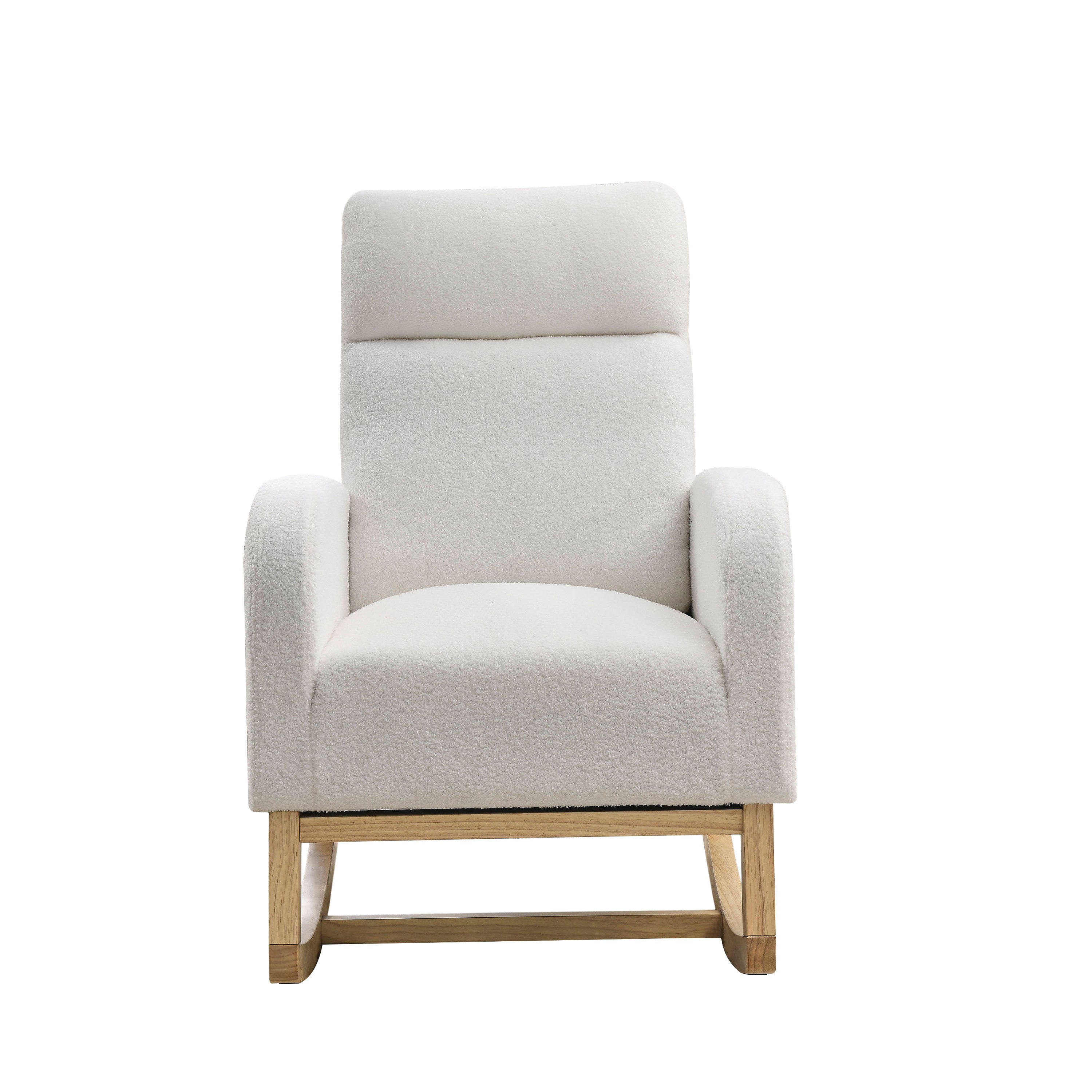 27.6" Modern High Back Teddy White Rocking Lounge Chair with Pockets