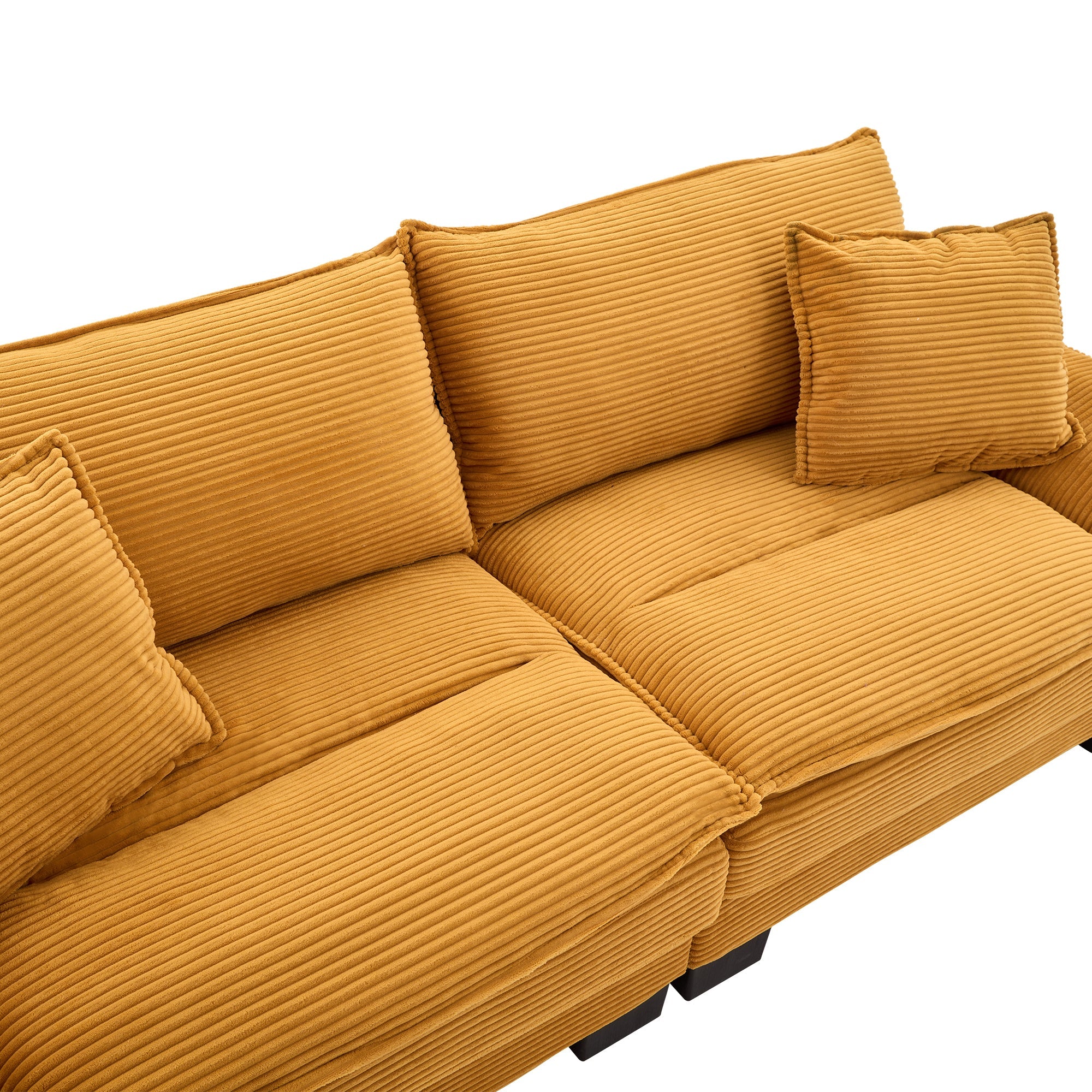 Yellow Corduroy Sofa Sleeper Loveseat with Pillows – Deep Seat