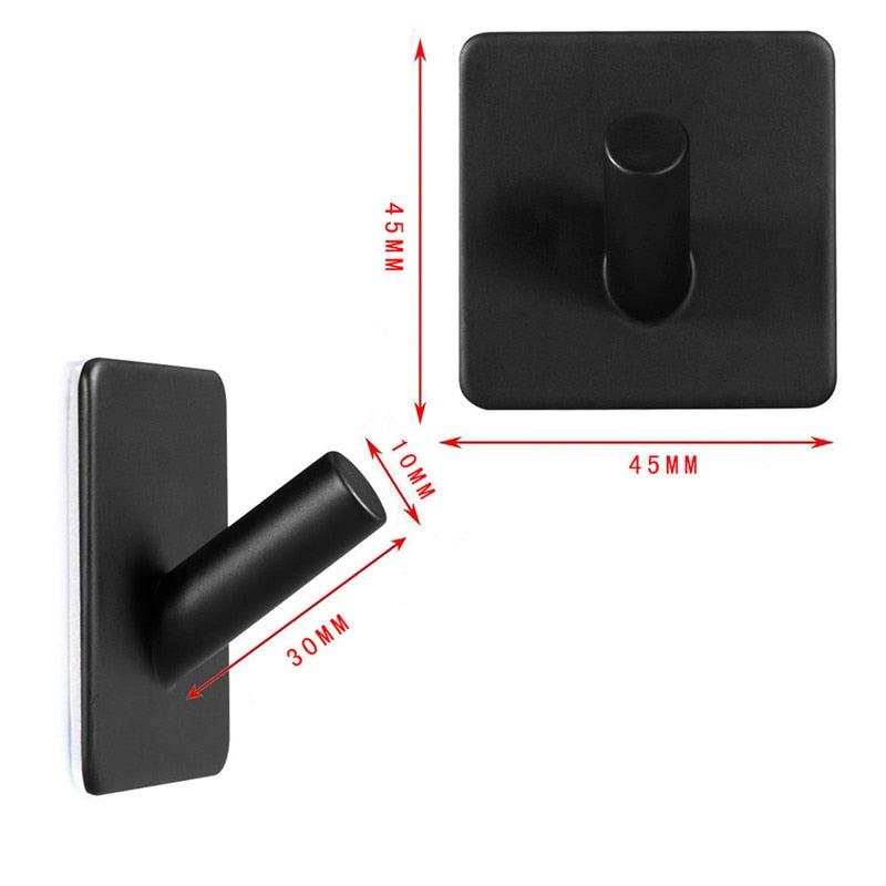 Black Stainless Steel Wall Hook for Towels, Coats, and Hats
