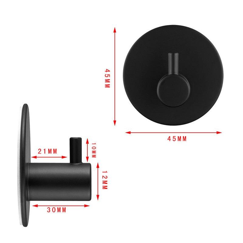 Black Stainless Steel Wall Hook for Towels, Coats, and Hats