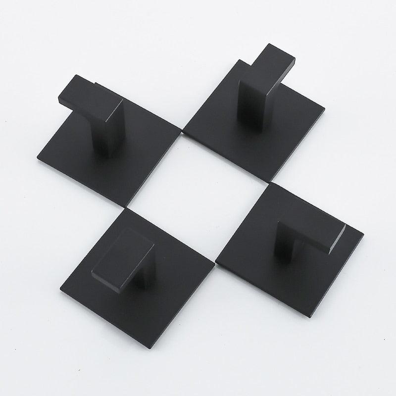 Matte Black Self-Adhesive Wall Hooks for Keys, Coats & Towels
