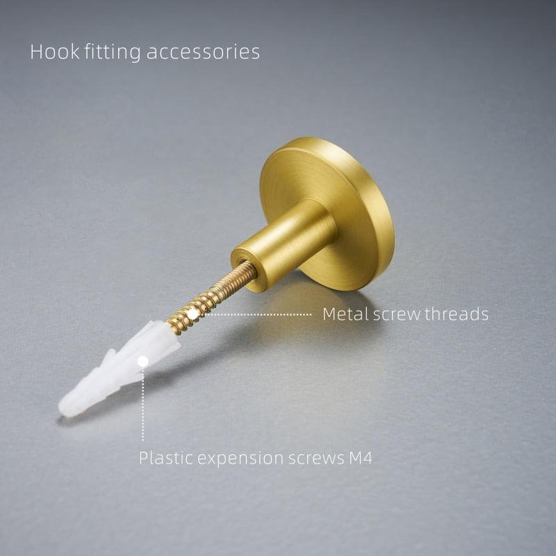 Nordic Gold Brass Wall and Drawer Hooks for Bathroom & Kitchen