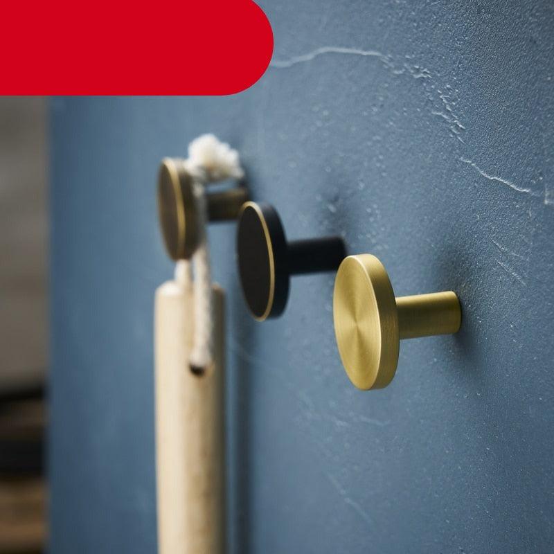 Nordic Gold Brass Wall and Drawer Hooks for Bathroom & Kitchen