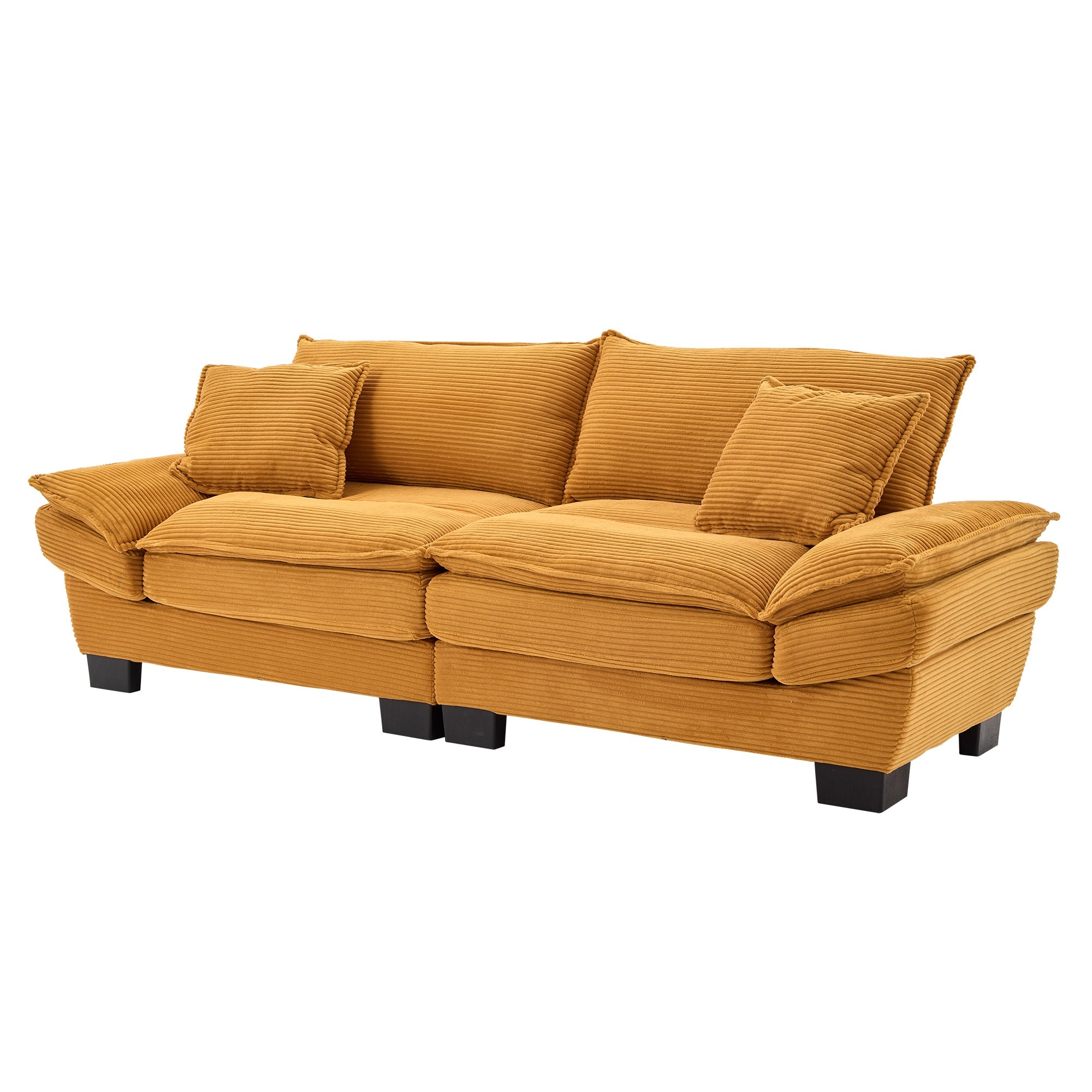 Yellow Corduroy Sofa Sleeper Loveseat with Pillows – Deep Seat