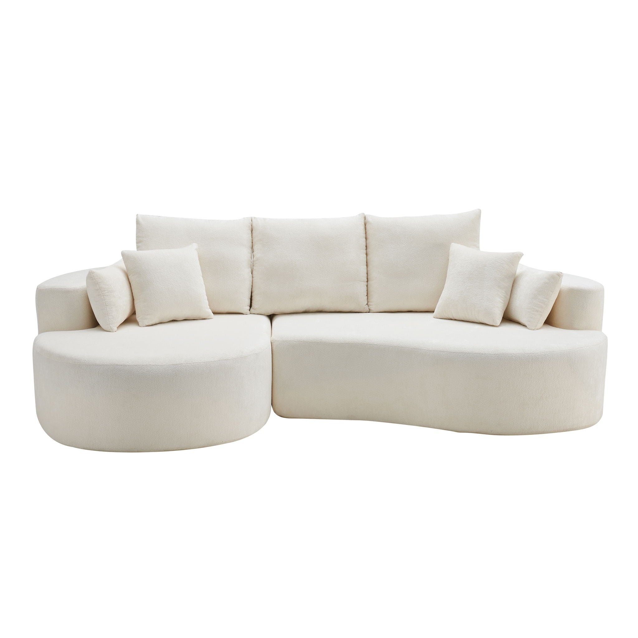 2 Piece Fabric Cloud Curved Sectional Sofa, with Chaise For Living Room