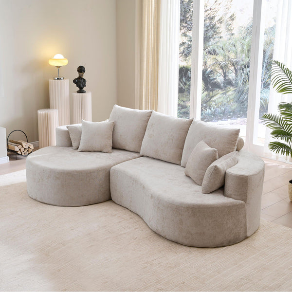 2 Piece Fabric Cloud Curved Sectional Sofa, with Chaise For Living Room