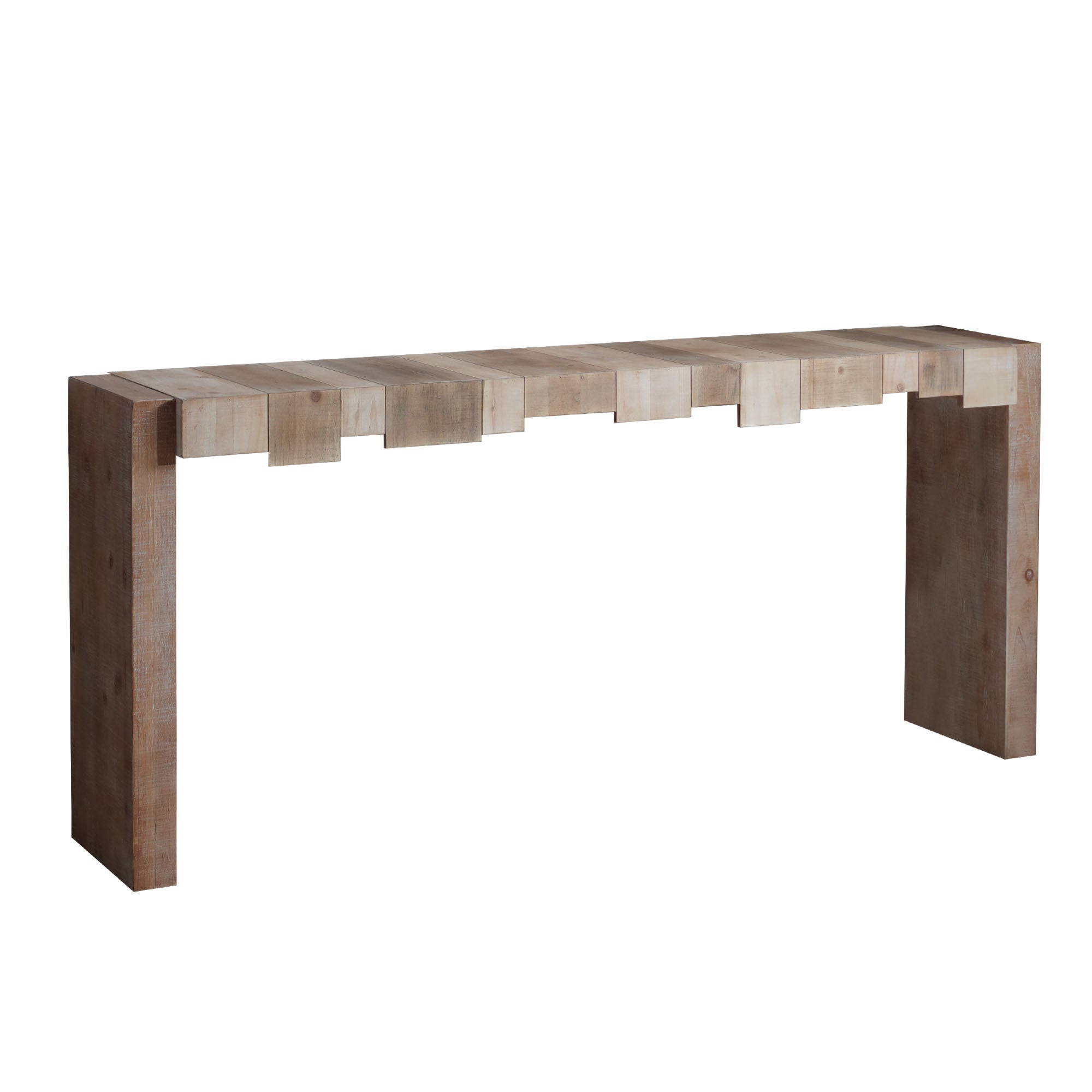 Modern Rustic Console Table, 71' Entryway Table with Sculpted Block Design, Narrow Sofa Table for Hallway, Living Room, Foyer