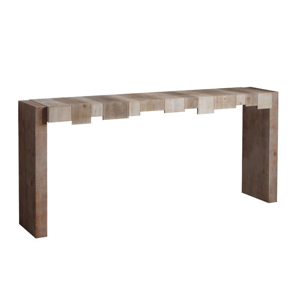Modern Rustic Console Table, 71' Entryway Table with Sculpted Block Design, Narrow Sofa Table for Hallway, Living Room, Foyer