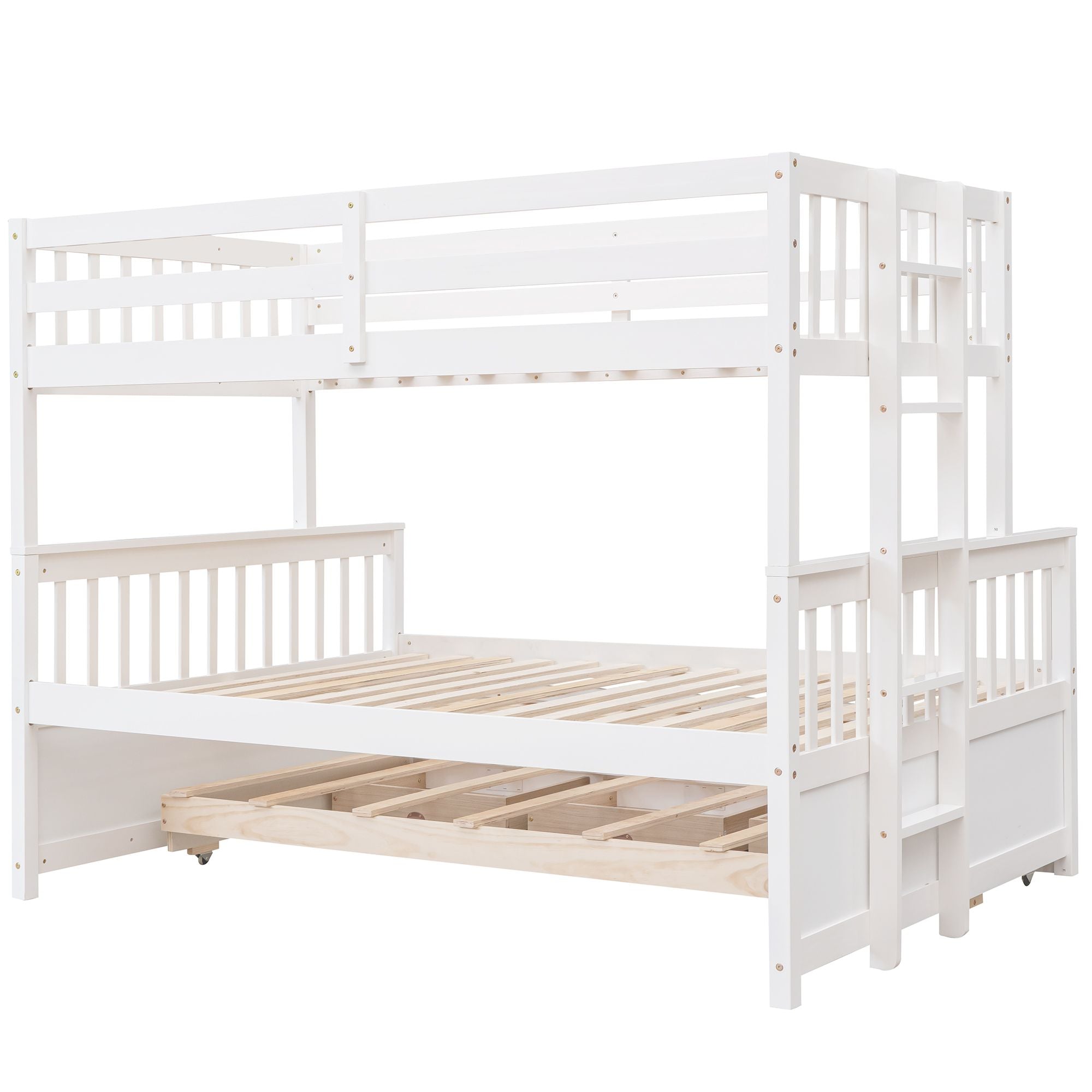 Twin Over Full Bunk Bed with Drawers & Trundle - White - Just Better Bunk Beds