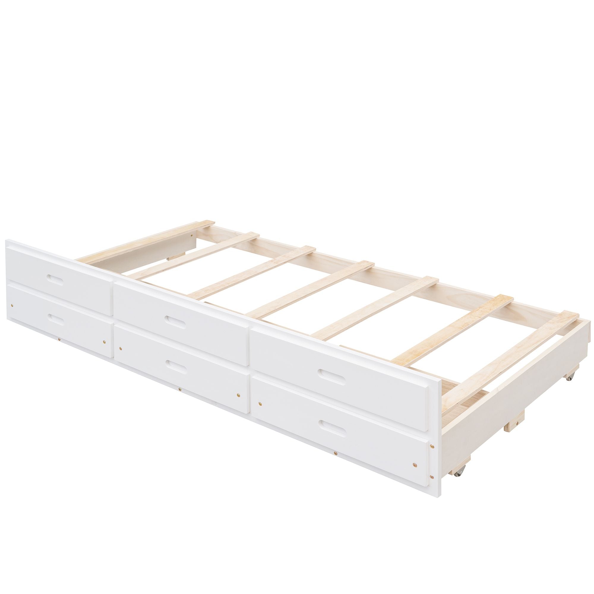 Twin Over Full Bunk Bed with Drawers & Trundle - White - Just Better Bunk Beds