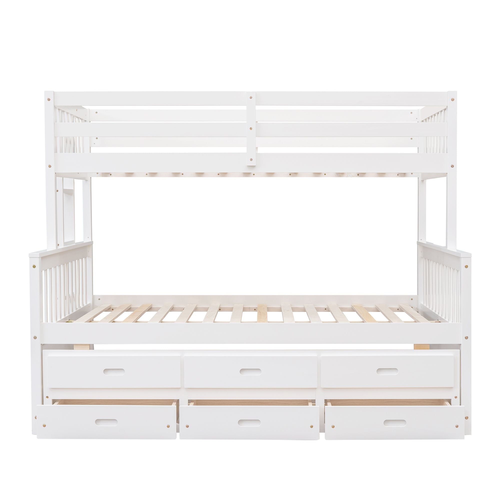 Twin Over Full Bunk Bed with Drawers & Trundle - White - Just Better Bunk Beds