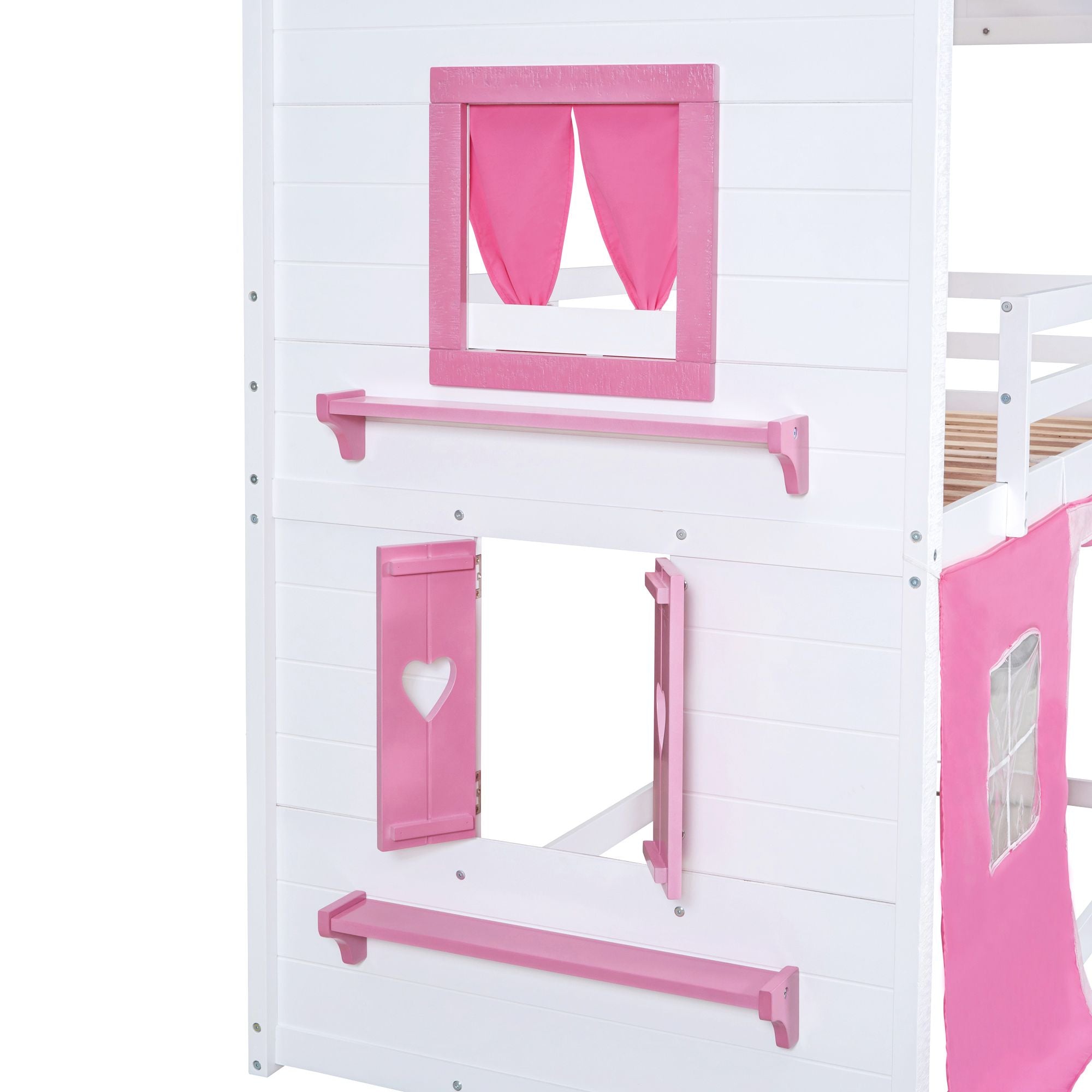 Twin House Bunk Bed with Tent & Windows - White - Just Better Bunk Beds