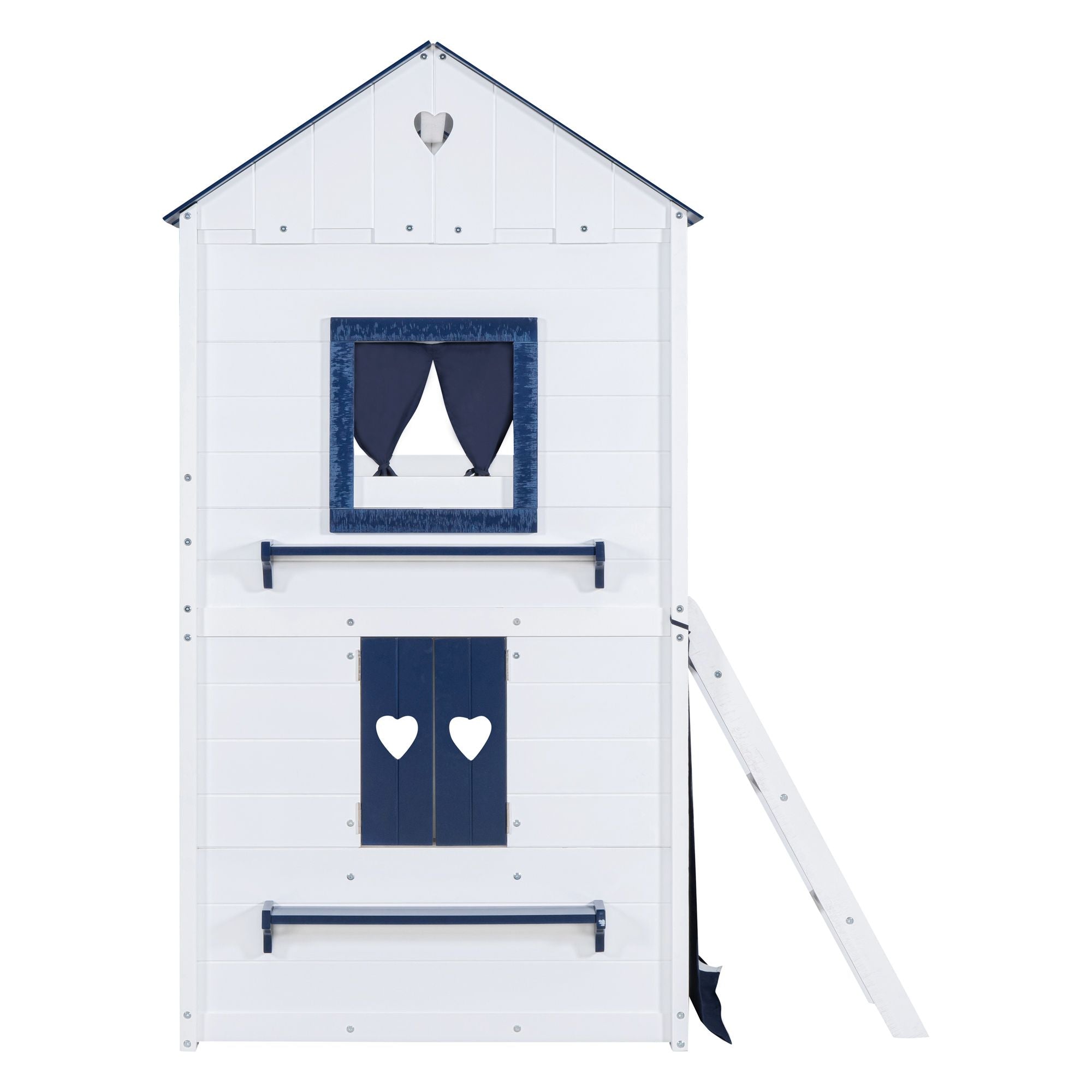 Twin House Bunk Bed with Tent & Windows - White - Just Better Bunk Beds