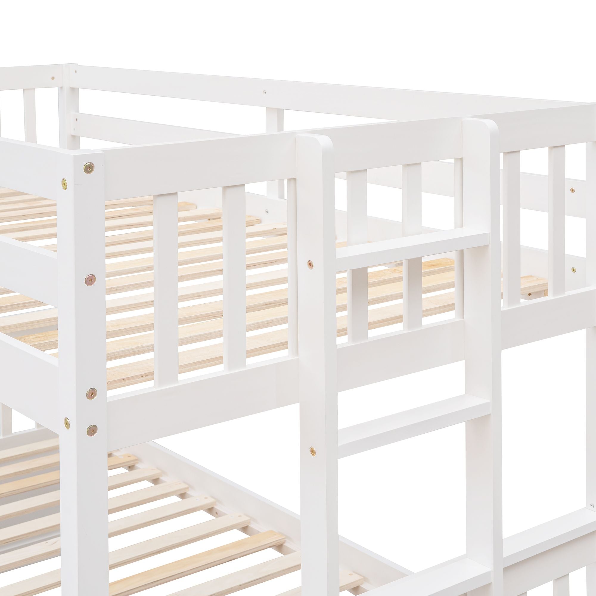 Twin Over Full Bunk Bed with Drawers & Trundle - White - Just Better Bunk Beds