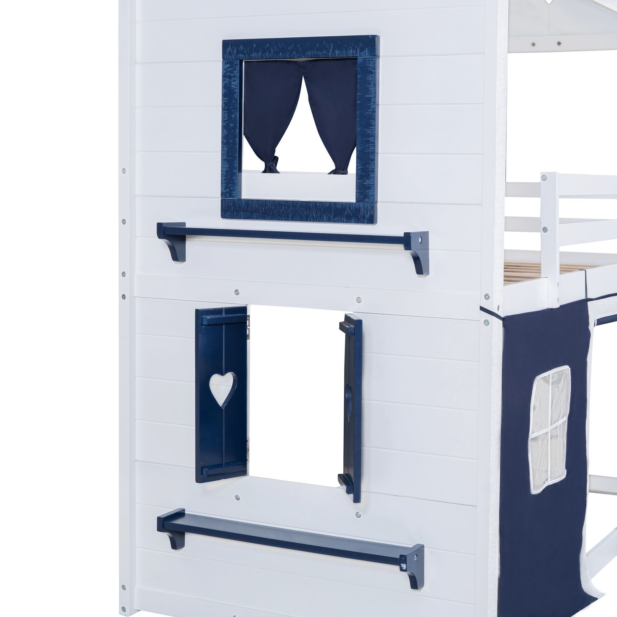 Twin House Bunk Bed with Tent & Windows - White - Just Better Bunk Beds