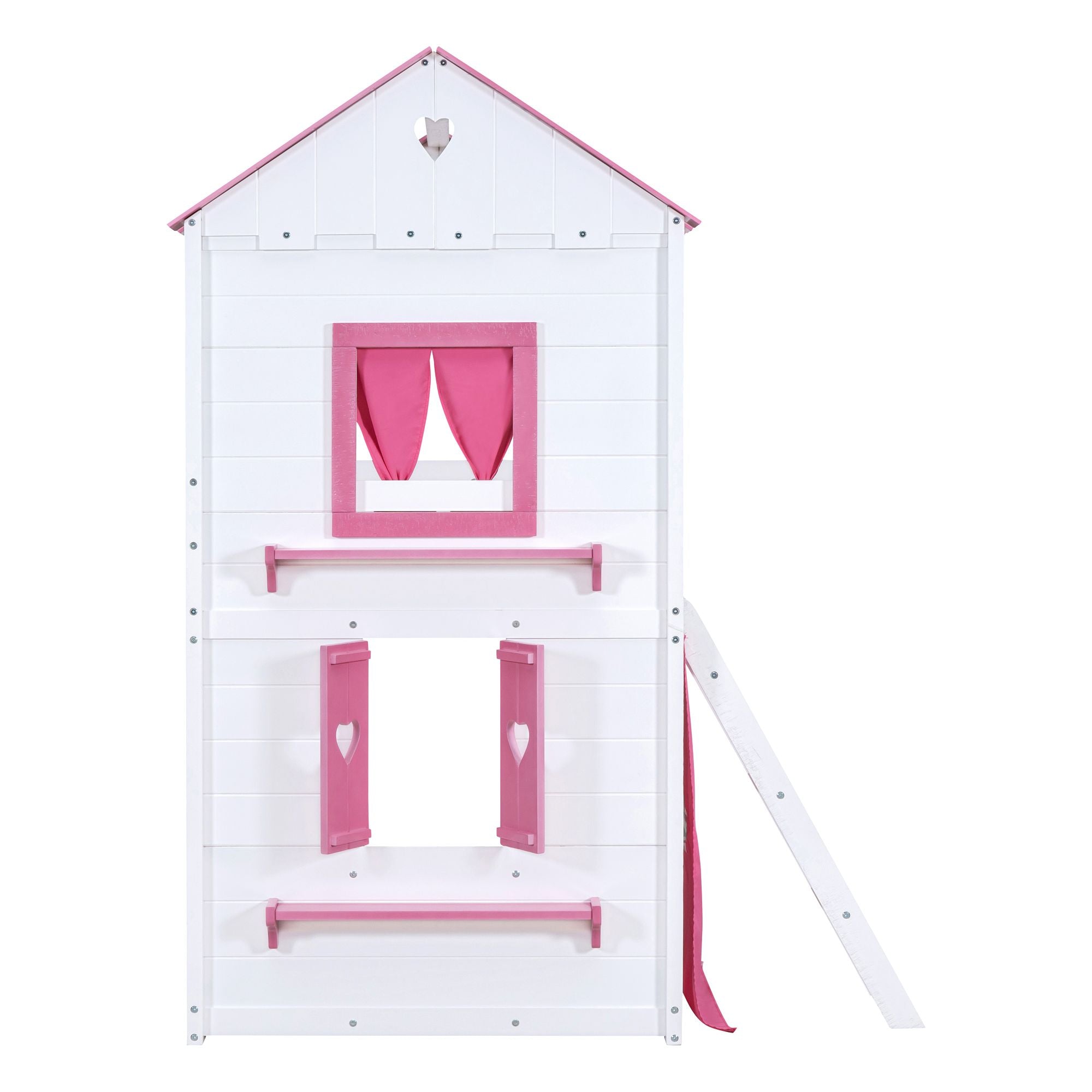Twin House Bunk Bed with Tent & Windows - White - Just Better Bunk Beds