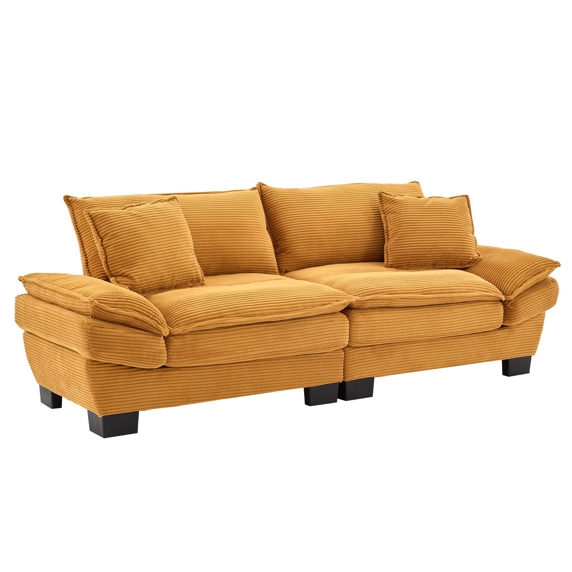 Yellow Corduroy Sofa Sleeper Loveseat with Pillows – Deep Seat