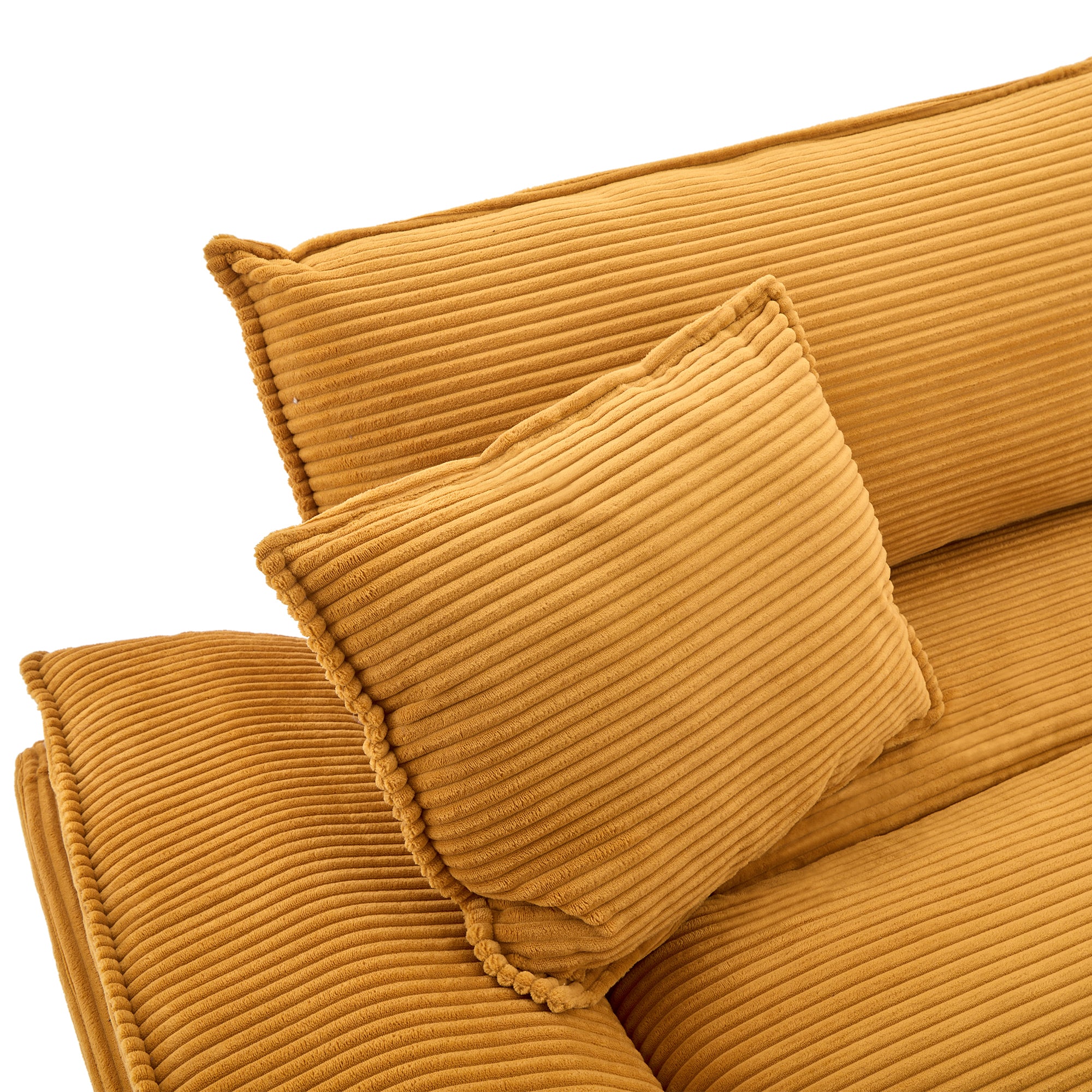 Yellow Corduroy Sofa Sleeper Loveseat with Pillows – Deep Seat
