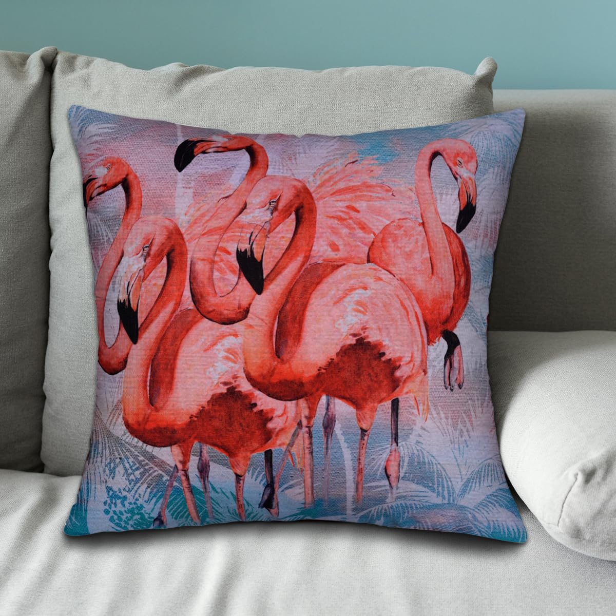 Flamingo Printed Design Throw Pillow Covers