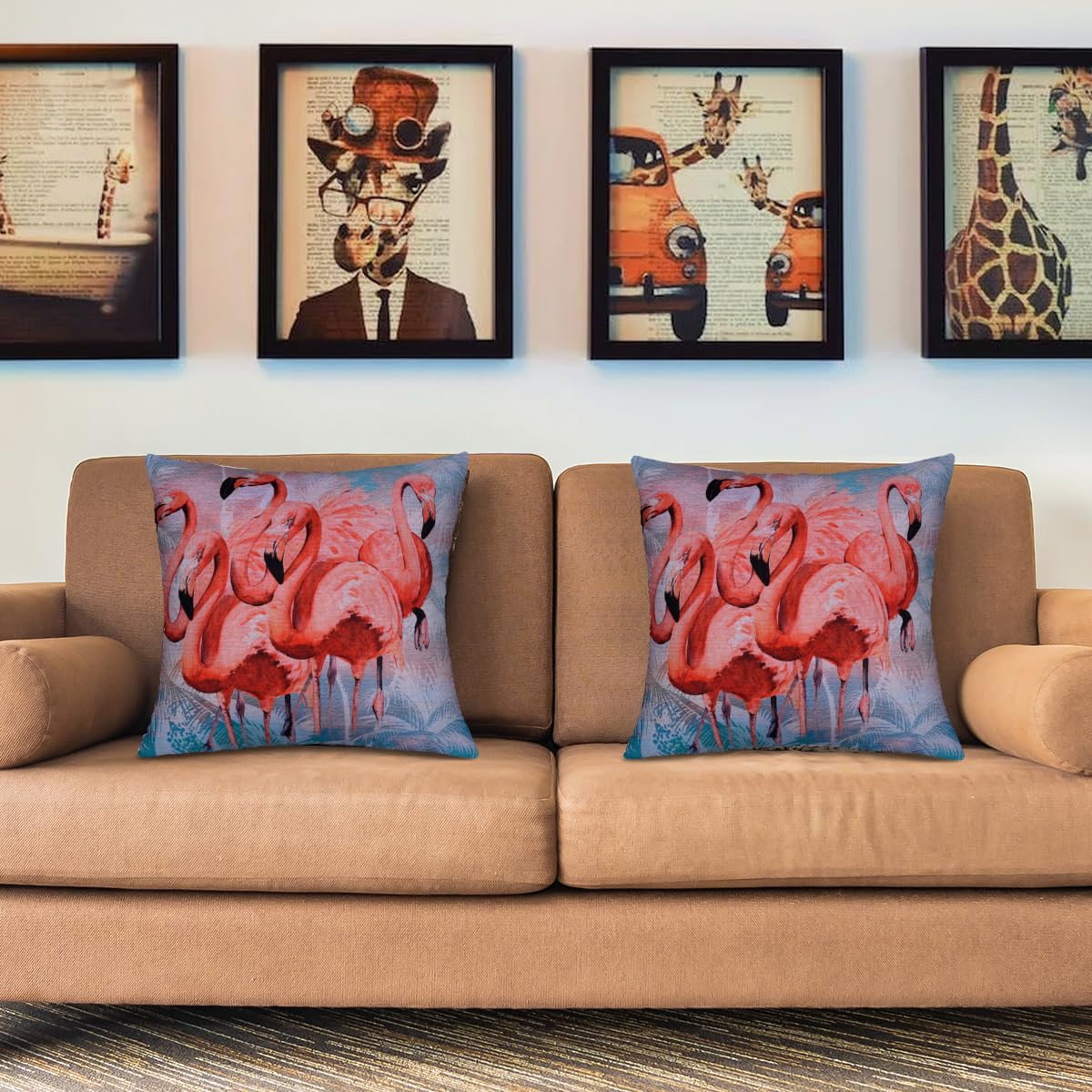 Flamingo Printed Design Throw Pillow Covers
