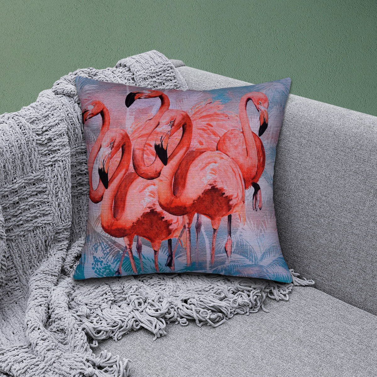 Flamingo Printed Design Throw Pillow Covers