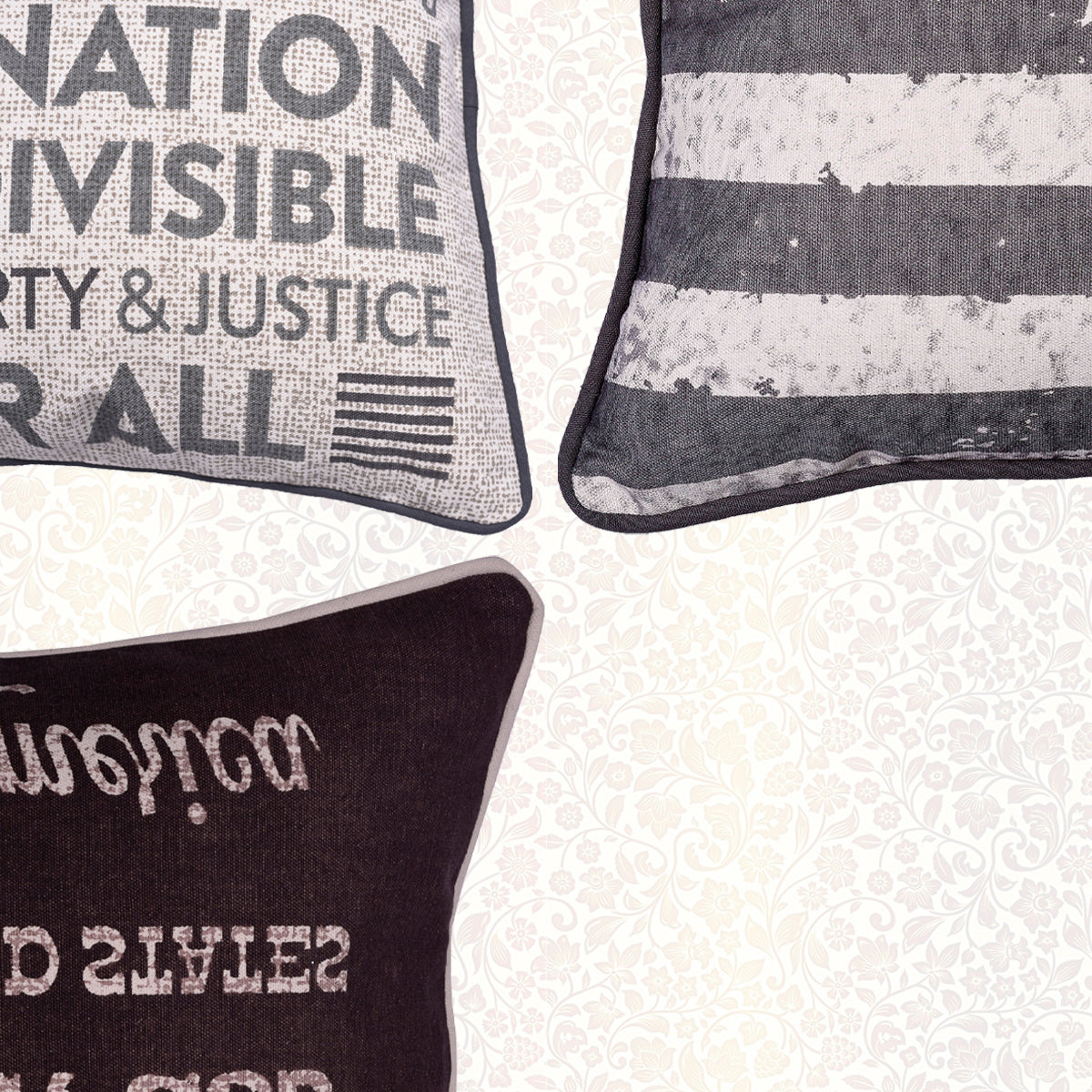 Patriotic Design Printed Throw Pillow Cover - Set of 3, 18 x 18 Inches
