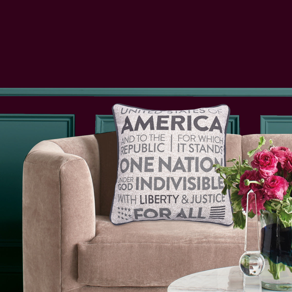 Patriotic Design Printed Throw Pillow Cover - Set of 3, 18 x 18 Inches