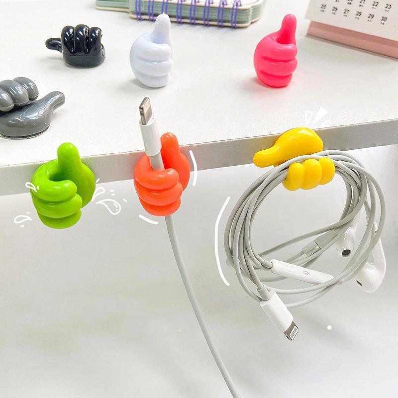 Self-Adhesive Silicone Thumb Wall Hook & Cable Clip Organizer