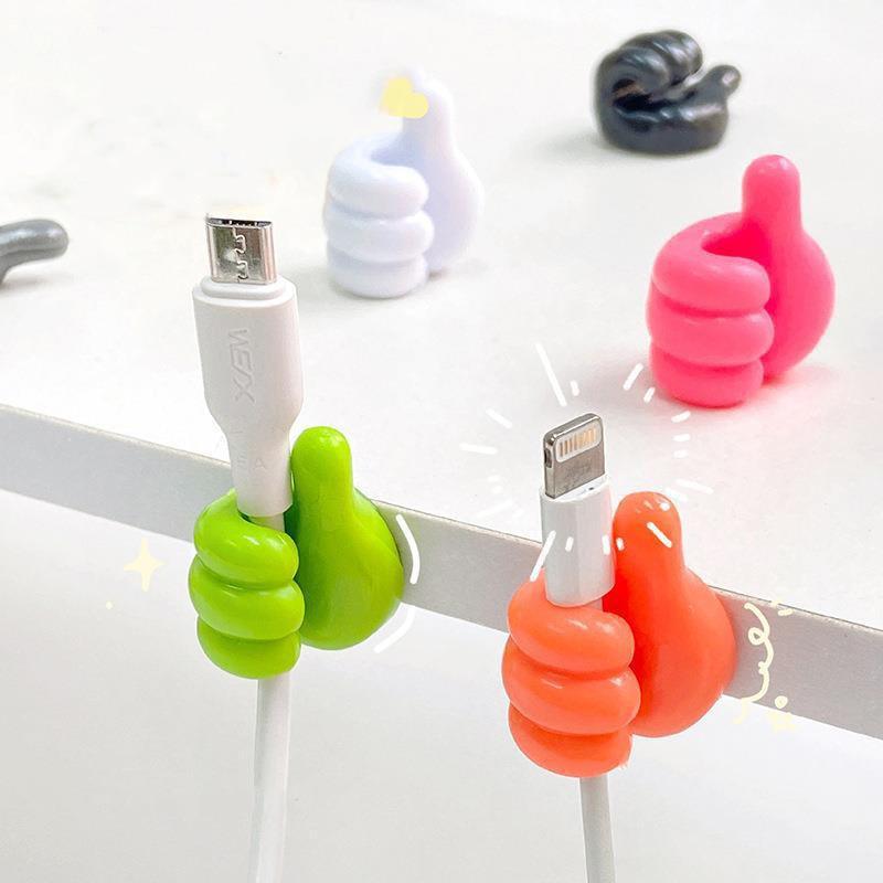 Self-Adhesive Silicone Thumb Wall Hook & Cable Clip Organizer