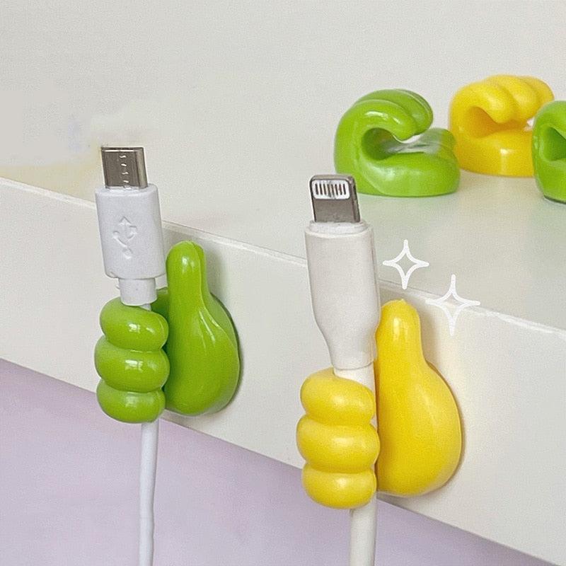 Self-Adhesive Silicone Thumb Wall Hook & Cable Clip Organizer