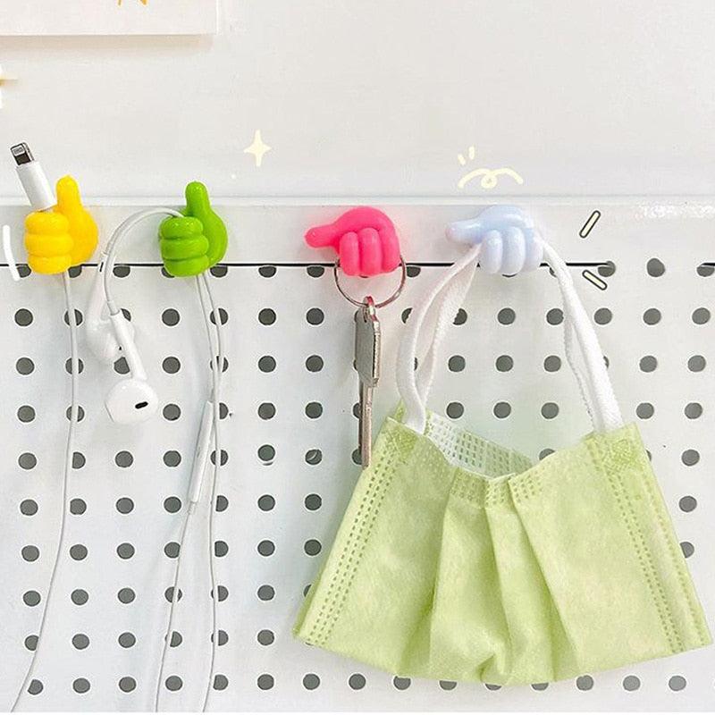 Self-Adhesive Silicone Thumb Wall Hook & Cable Clip Organizer